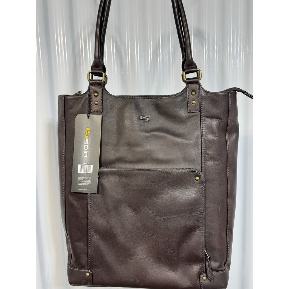 SOLO Premium Leather 16" LaptopTote - Espresso Business Executive/Teacher Bag